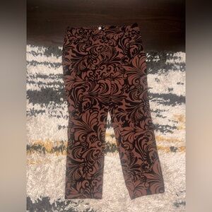 Chico's Chocolate and Black Patterned Jersey Pants